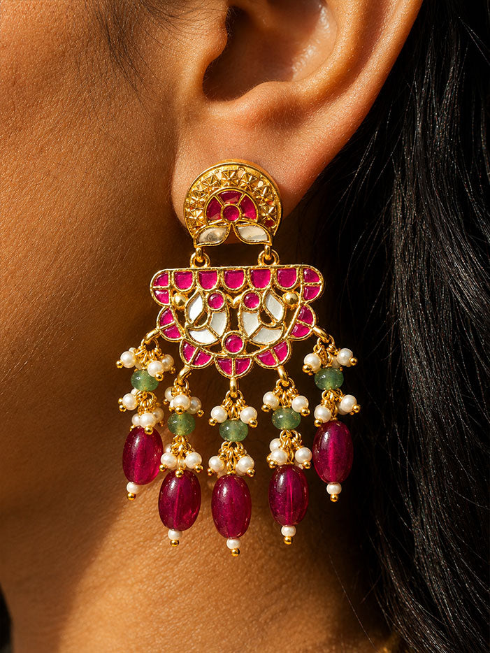 Pink Jadtar Kundan Necklace Set