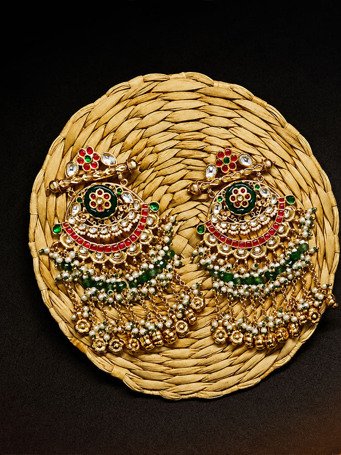Multicolour Jadtar kundan pendant necklace set