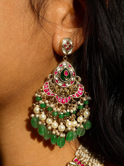 Multicolour Bridal Jadtar Kundan Necklace set
