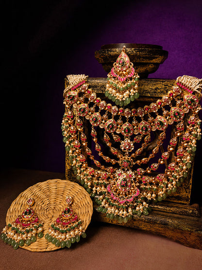Multicolour Bridal Jadtar Kundan Necklace set