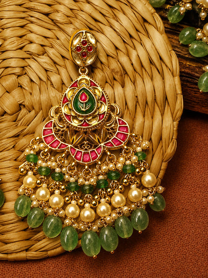 Multicolour Bridal Jadtar Kundan Necklace set