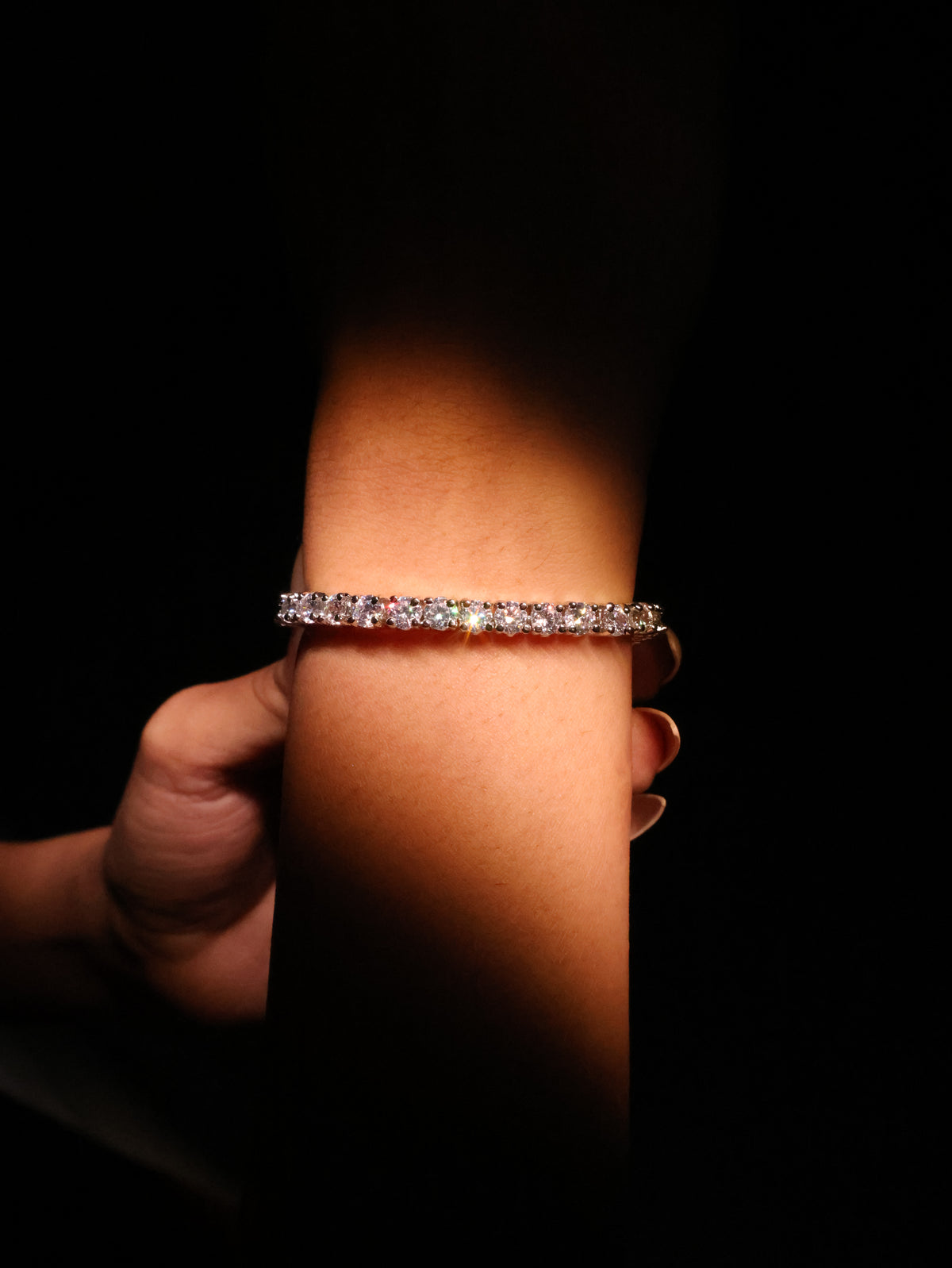 White Colour Silver Plated Faux Diamond Solitaire Bracelet